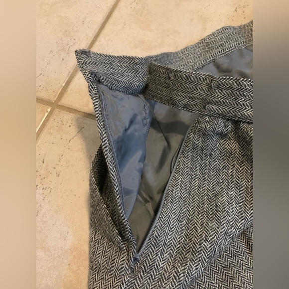 Vintage PORTS INTERNATIONAL 80% Alpaca Wool Herringbone Midi A-Line Skirt 12 - Picture 4 of 9